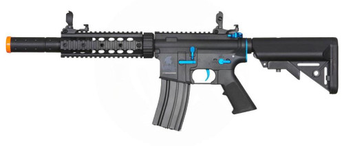 Lancer Tactical Gen 2 M4 SD Carbine Airsoft AEG Rifle w/ Mock Suppressor, Black/Blue