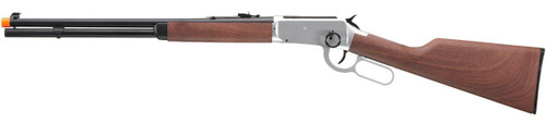 Double Bell M1894 CO2 Powered Lever Action Airsoft Rifle, Silver/Imitation Wood