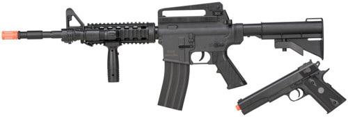UK Arms 9902 M4 Airsoft Rifle and M1911 Combo, Black