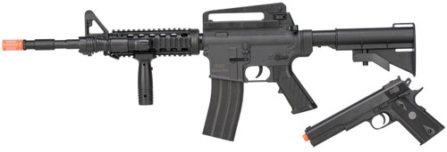 UK Arms 9902 M4  Airsoft Rifle and M1911 Combo, Black