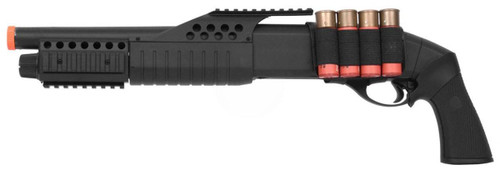 AGM Sawed Off Shell-Fed Pump Action Airsoft Shotgun, Black