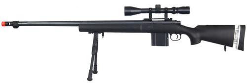 Well MK96 Bolt Action Airsoft Sniper Rifle w/ Barrel, Scope & Bipod, Black