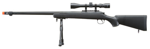 WellFire VSR-10 Bolt Action Airsoft Sniper Rifle w/ Scope & Bipod, Black