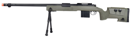 Wellfire MB4416 Bolt Action Airsoft Sniper Rifle w/ Bipod, OD Green