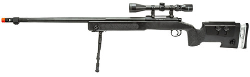 WellFire MB17 Bolt Action Airsoft Sniper Rifle w/ Scope and Bipod, Black