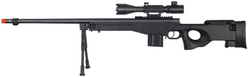 WellFire Airsoft L96 Fluted Bolt Action Illuminated Scope Rifle, Black