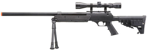 WellFire APS SR-2 Modular Bolt Action Airsoft Sniper Rifle w/ Scope & Bipod, Black