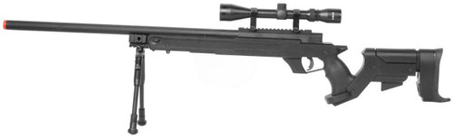 WellFire SR22 Type 22 Bolt Action Airsoft Sniper Rifle w/ Scope and Bipod, Black
