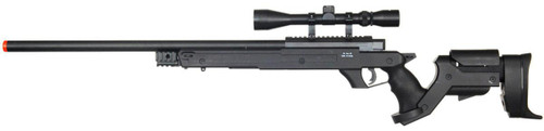 WELL Bolt Action Airsoft Sniper Rifle w/ Scope & Adjustable Cheek Rest, Black