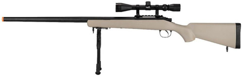 UK Arms VSR-10 Bolt Action Airsoft Sniper Rifle w/ Scope & Bipod, Tan