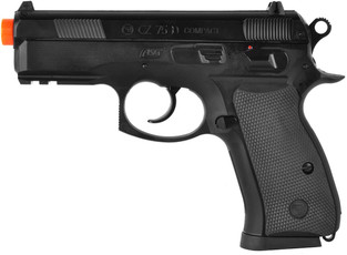 ASG Licensed CZ 75D Compact Spring Airsoft Pistol w/ Accessory Rail, Black