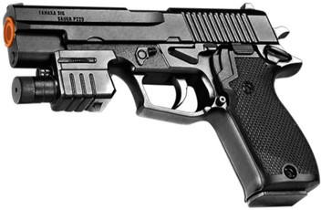 AMA Spring Powered Airsoft Pistol w/ Flashlight, Black