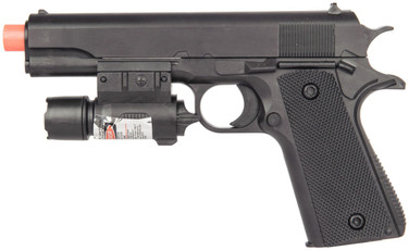 UK Arms 8" Spring Powered Airsoft Pistol w/ Laser, Black
