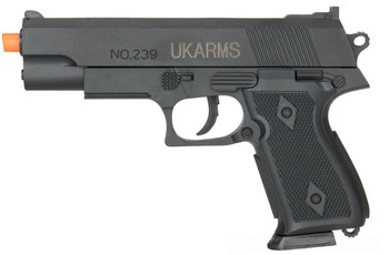 UK Arms Polymer Spring Operated 7" Airsoft Pistol, Black