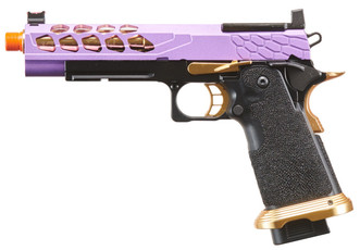 Lancer Tactical Stryk Hi-Capa 5.1 Gas Blowback Airsoft Pistol w/ Red Dot Sight, Purple/Gold
