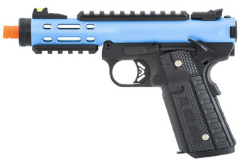 WE-Tech Galaxy 1911 Gas Blowback Airsoft Pistol, Blue Slide w/ Black Lower