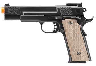 Double Bell Green Gas Full Metal 1911 Gas Blowback Airsoft Pistol w/ Tan Grip, Black