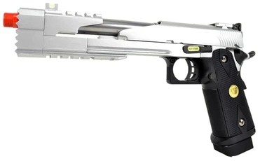 WE Hi-Capa DRAGON 5.1K M1911 XL Gas Blowback Airsoft Pistol, Silver