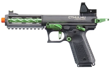 Lancer Tactical x Tandemkross CTHULHU GBB Airsoft Pistol w/ Red Dot Reflex Sight, Black/Green
