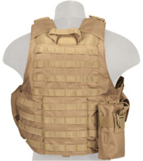 Lancer Tactical 600D Nylon Strike Tactical Vest, Coyote Brown