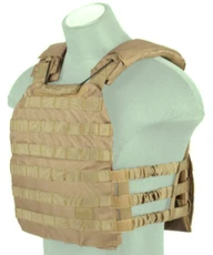 Lancer Tactical 600D Nylon Tactical Vest w/ Shoulder Straps, Coyote Brown