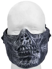 UK Arms Airsoft Tactical Zombie Skull Half Face Mask, Silver/Black