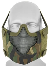 Black Bear Airsoft V8 Mesh Nylon Half Face Mask, Woodland Camo