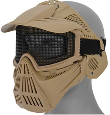 UK Arms Airsoft Tactical Face Mask w/ Visor and Eye Protection, Tan