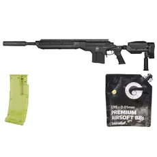 Lancer Tactical Bolt-Action Sniper Rifle w/ Folding Stock, Black