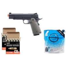 KJW KP05 1911 Hi-Capa CO2 Blowback Airsoft Pistol w/ CO2 & BB Starter Pack, OD Green