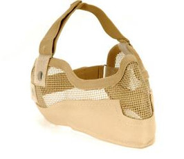3G Steel Mesh Half Face Mask, Deluxe Version w/ Ear Protection, Tan 3G Steel Mesh Half Face Mask, Deluxe Version w/ Ear Protection, Tan