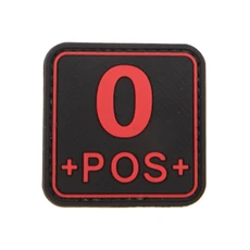 Squared O-Positive Blood Type PVC Patch, Black/Red