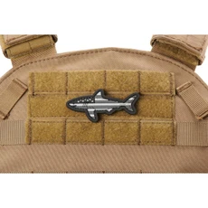 Shark with US Flag PVC Morale Patch, Grey