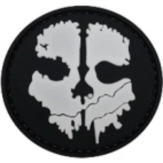 Ghost Skull PVC Patch, Black/White