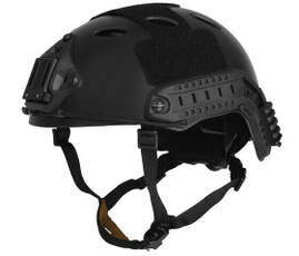 Lancer Tactical SpecOps Military Style Helmet, PJ Type with Rails and Velcro, Black Lancer Tactical SpecOps Military Style Helmet, PJ Type with Rails and Velcro, Black