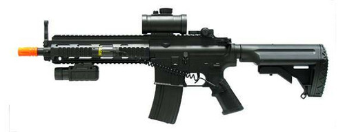 Full Auto Electric Airsoft Rifle by Double Eagle w/ Laser, Flashlight, and Red Dot Sight