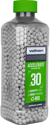 Valken Accelerate 0.30g BBs, 2500 CT, White, Bio