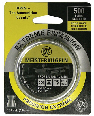 UMAREX RWS Meisterkugeln Professional Line .177 Cal 500 Count Wadcutter Pellets, 8.2 Grains
