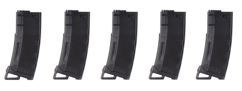 Lancer Tactical 130 Round High Speed Mid-Cap M4 Airsoft Magazine, Black, 5 Pack
