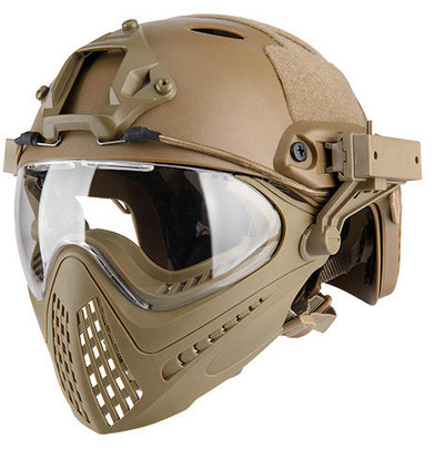 Wosport Tactical Piloteer Bump Helmet Mask with Adapter, Tan