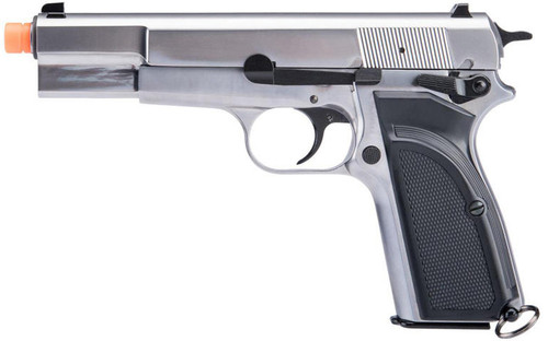 WE Tech Hi-Power Browning MK3 Gas Blowback Airsoft Pistol, Silver