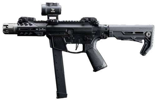 EMG Strike Industries x PWS Licensed 9mm Style Carbine 4" CQB Airsoft AEG Rifle w/ M4 Stock, Black