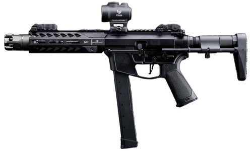 EMG Strike Industries x PWS Licensed 9mm Style 7" CQB Airsoft AEG Rifle w/ PDW Stock, Black