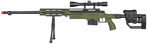 Wellfire MB4411D Bolt Action Airsoft Sniper Rifle w/ Scope & Bipod, OD Green