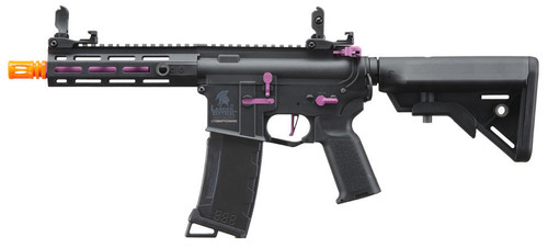 Lancer Tactical Gen 3 Hellion 7" M-LOK Airsoft AEG Rifle w/ Crane Stock, Black/Purple