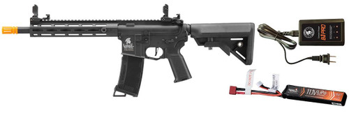 Lancer Tactical Gen 3 M4 Hellion M-LOK 10" Airsoft AEG Rifle w/ LiPO Battery/Charger Bundle, Black
