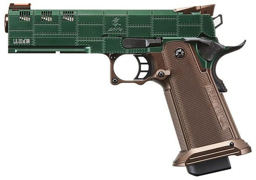 Dr. Black "Tomiko" Custom 5.1 Hi-Capa GBB Airsoft Pistol, Dark Green/Tan