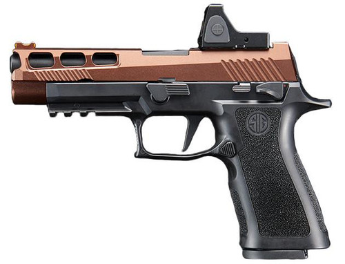 Sig Sauer Proforce P320 XCarry GBB Airsoft Pistol w/ PH+ P320/M17 Slide & Lancer Tactical Red Dot Reflex Sight, Bronze