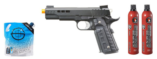 Ascend Airsoft KP1911 Custom GBB Airsoft Pistol w/ Green Gas Combo, Black