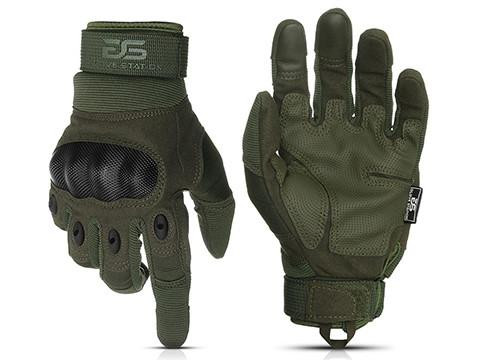 Glove Station "The Combat" Hard Knuckle Full Finger Tactical Gloves, Green